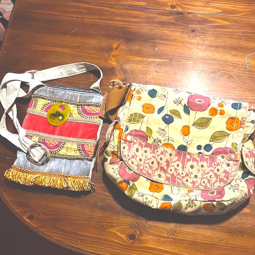 Fossil messenger bag and hand made purse bundle